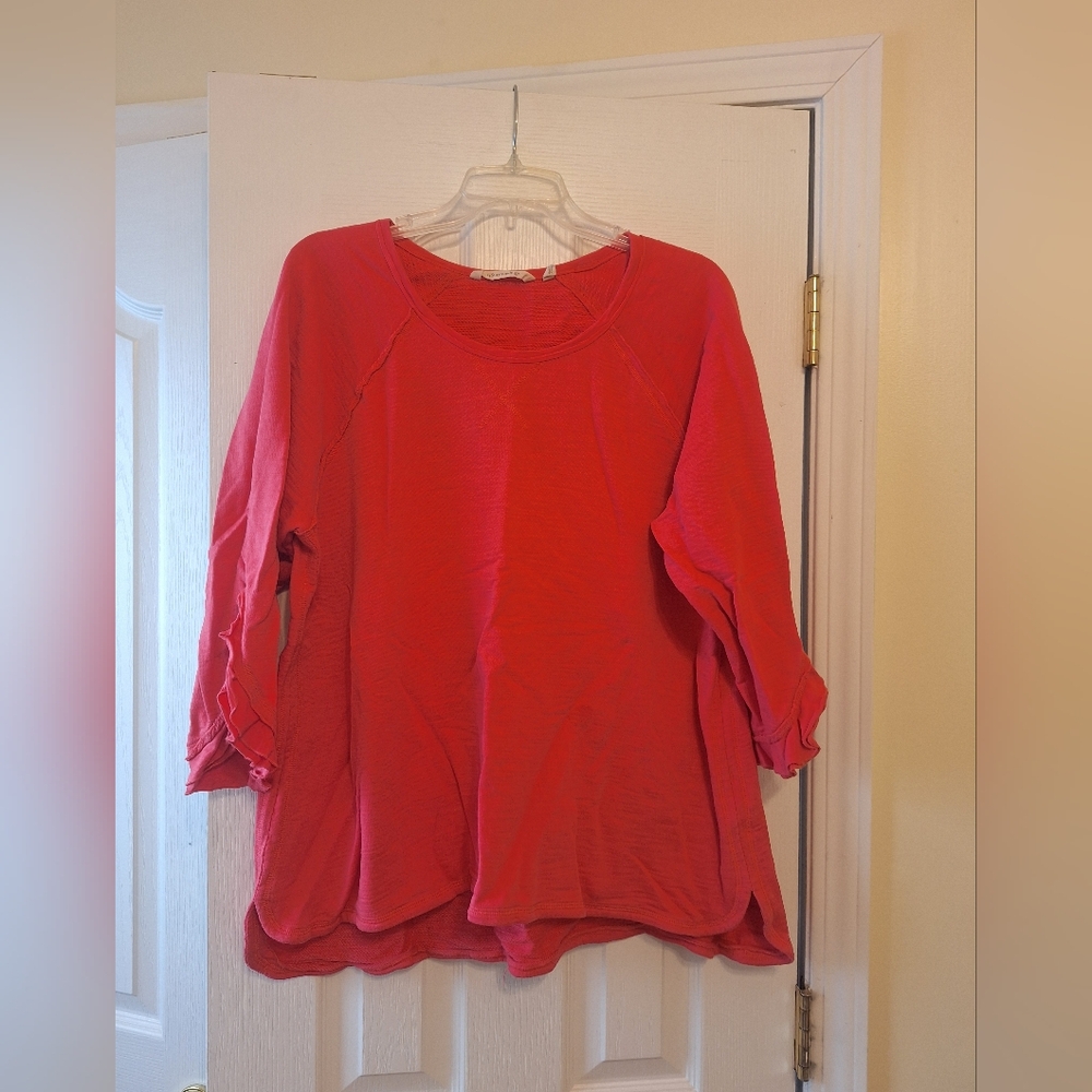 Soft Surroundings Women's Coral Pink Long-Sleeve Pullover Top